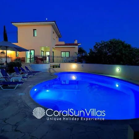Large Pool Garden, Billiard, Peaceful Area, Near To The Sea, Coral Bay Paphos Villa *